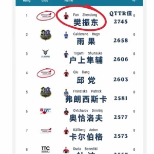 8.22日：德甲自己搞了套积分榜！樊振东2745分强势登顶，WTT看了怕是要坐不住？